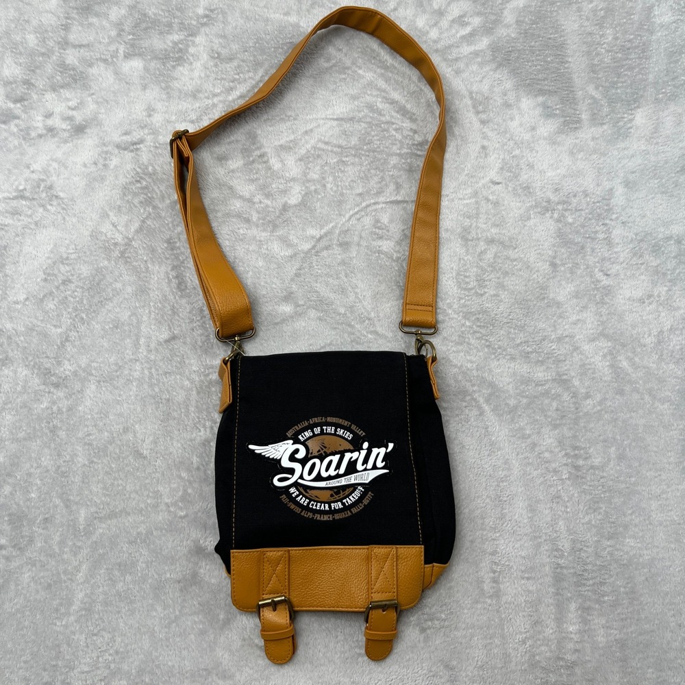 Disney Soarin Around The World Messenger Bag Size OS Black Tan Women Crossbody